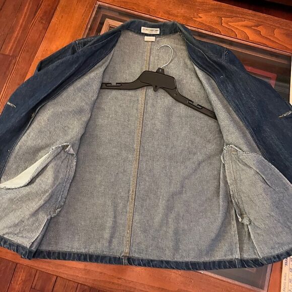 Guess Vintage Denim Jacket Double Breasted Metal Buttons Small 2 Pockets Blue - Picture 7 of 16